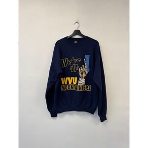 Vintage West Virginia Mountaineers Sweatshirt Medium Blue NCAA Football PM 90s